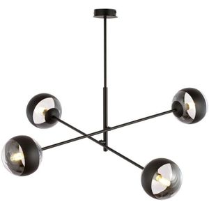 Emibig Lighting - Emibig linear Schwarze mehrarmige Pendel-Deckenleuchte mit klaren, schwarzen Glasschirmen, 4x E14