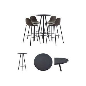 5-tlg. Bar-Set Stoff Dunkelgrau - Bar Set - Bartisch - Barhocker - Kücheninsel - Wohnzimmer Dekoration - The Living Store