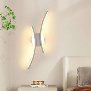 Wandleuchte Innen, 20W led Wandlampen Gebogenes Design, 3000K Warmweiß, Moderne Acryl Wandlampe für Schlafzimmer Zuhause Flur Wohnzimmer Treppenhaus,