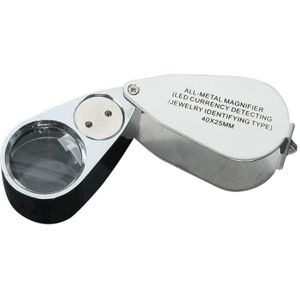 40-fache Juwelierlupe, zusammenklappbare Lupe aus Metall mit UV-LED-Licht, Lupe für Diamanten, Juweliere, Münzen