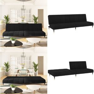 Vidaxl - Schlafsofa 2-Sitzer Schwarz Samt - Samtsofa - Schlafsofa - Gästebett - Wohnraumgestaltung - Gemütliches Sofa - Home & Living