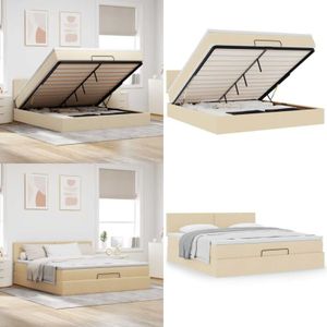 Vidaxl - Ottoman-Bett mit Matratze Creme 160x200 cm Stoff