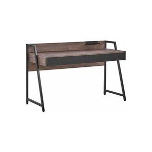 Beliani - Schreibtisch dunkler Holzfarbton Spanplatte/Metall 100x50 cm 2 Schublade Büro Kinderzimmner Schule