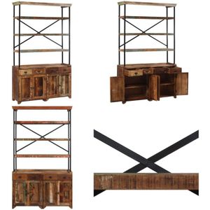 Vidaxl - Sideboard mit Einlegeböden Altholz Massiv 120x35x200 cm - Vintage Sideboard - Altholzmöbel - Landhaus Stil - Wohnzimmer Dekoration - Regal