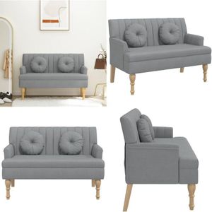 Vidaxl - Sitzbank mit Kissen Hellgrau 113x64,5x75,5 cm Stoff - Sitzbank - Wohnzimmersofa - Sofa - Polstersofa - Grau - Home & Living