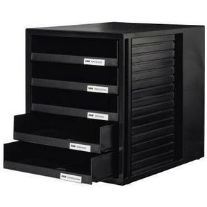 Schubladenbox schrank-set 5 Schubladen din A4 Polystyrol Gehäusefarbe: schwarz Farbe der Schublade: schwarz