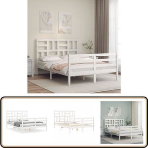 Vidaxl - Massivholzbett mit Kopfteil Weiß 120x200 cm - Holzbett - Kiefernholzbett - Massives Holzbett - Weißes Bett - Boxspringbetten