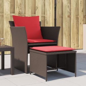 Torana - Gartenstuhl mit Fußhocker Braun Poly Rattan