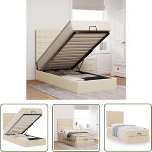 VidaXL Ottoman-Bett mit Matratze Creme 100x200 cm Stoff