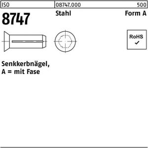 Senkkerbnagel ISO 8747 m.Fase 5 x 20 Stahl ISO 8747