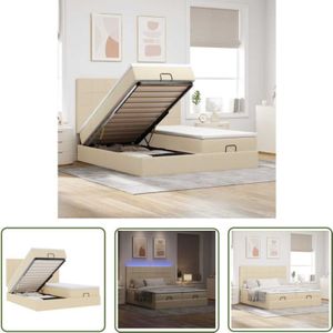 VidaXL Ottoman-Bett mit Matratzen & LEDs Creme 200x200 cm Stoff