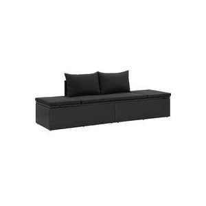 Sonnenliege mit Auflage Poly Rattan Schwarz Vidaxl