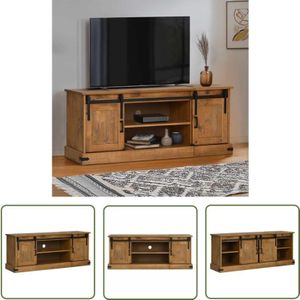 The Living Store - vidaXL TV-Schrank halden 2 Schiebetüren 150x40x60 cm Massivholz