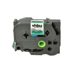Vhbw - Schriftband-Kassette kompatibel mit Brother pt 2610, 2700, 3600, 2710, 2730, 2730VP, 350, 330 Etiketten-Drucker 24mm Schwarz auf Grün, Flexibel