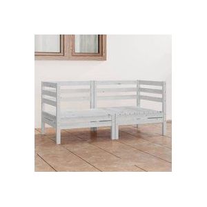 2-Sitzer-Gartensofa Weiß Kiefer Massivholz