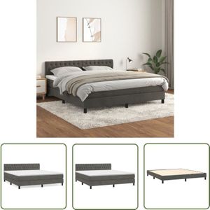 Boxspringbett mit Matratze Dunkelgrau 180x200 cm Samt - Boxspringbett - Doppelbett - Samtbett - Bettenkauf - Luxusbett - The Living Store