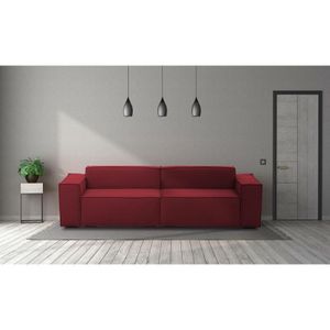 Talamo Italia - Festes Sofa Simona, Lineares modulares 3-Sitzer-Sofa, 100% Made in Italy, Modernes Wohnzimmersofa aus Stoff, Cm 260x95h70, Rot