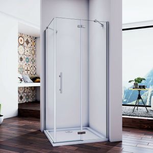 Duschparadies-de - B:80xT:90x195cm Duschkabine Eckeinstieg Duschtür Duschabtrennung Scharniertür Dusche