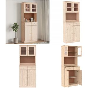 Vidaxl - Highboard alta 77x35x188 cm Massivholz Kiefer - Hölzernes Sideboard - Kiefernholzmöbel - Wohnzimmerschrank - Regal - Aufbewahrung - Home &