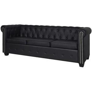 Vidaxl - Chesterfield-Sofa 3-Sitzer Kunstleder Schwarz