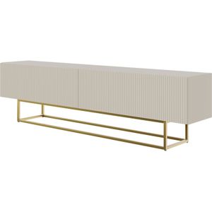 Selsey - veldio - TV-Schrank, Graubeige Taupe mit goldenem Metallgestell, 175 cm