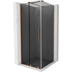Mexen - Velar Duschkabine Schiebetür 120 x 120 cm, Graphit, gebürstetes Kupfer - 871-120-120-41-65