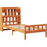 Vidaxl - Massivholzbett mit Regal ohne Matratze Wachsbraun 90x190 cm