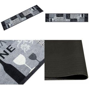 Vidaxl - Küchenteppich Waschbar Wein Grau 60x300 cm Samt - Küchenläufer - Samt - Laufmatta - Rutschfest - Maschinenwäsche - Home & Living