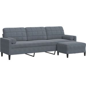 Vidaxl - 3-Sitzer-Sofa mit Hocker Dunkelgrau 210 cm Samt