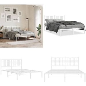 Vidaxl - Bettgestell mit Kopfteil Metall Weiß 140x190 cm - Metallbett - Doppelbett - Bettgestell - Weißes Bett - Boxspringbetten - Home & Living