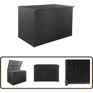 Garden-Auflagenbox Schwarz 150x100x100 cm Poly Rattan - Gartenbox - Outdooraufbewahrung - Stauraum - Gartenmöbel - Polyethylen