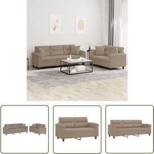 The Living Store - 2-tlg. Sofagarnitur mit Kissen Taupe Mikrofasergewebe - Mikrofaser Sofa - Couchgarnitur - Wohnlandschaft - 2er Set - 3er Set