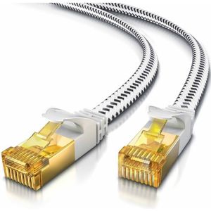 Primewire - Flachbandpatchkabel cat 7 mit Baumwollummantelung - Gigabit Ethernet lan Kabel - 10 Gbit/s - u/ftp pimf Schirmung - Netzwerkkabel - 3m