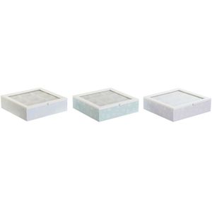 Aufgussbox Dkd Home Decor blau white grün lila Metall Glas Holz mdf (3 Stück)