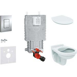Uniset - Set Vorwandelement, wc Alpha mit Sitz, Betätigungsplatte Skate Cosmopolitan, Chrom 38643SET-KD - Grohe