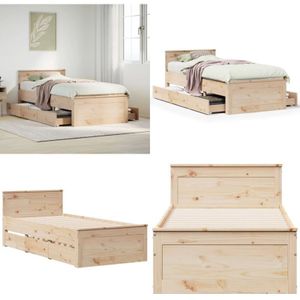 Massivholzbett ohne Matratze mit Kopfteil 90x200 cm Kiefernholz - Vidaxl