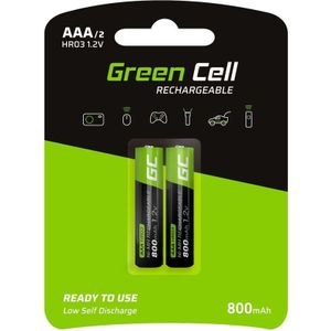 Green Cell - 2X aaa 800mAh 1.2V Set von 2 aaa Ni-MH Wiederaufladbare Batterien Geringe Selbstentladung Vorladung Hohe Kapazität HR6 BK-4MCCE/8LE,