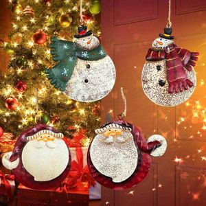 Sonstige Weihnachtsdekoration, Vintage-Christbaumanhänger aus Eisen, molliger Schneemann, Weihnachtsmannfiguren, hängende Weihnachtsdekoration, 4
