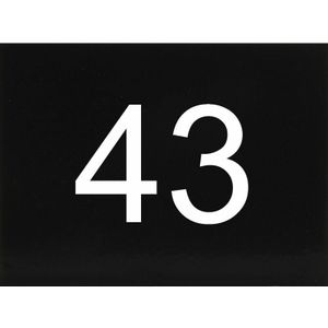 Nummernschild selbstklebend, 40 x 30 mm, Type 43, Kunststoff schwarz glänzend