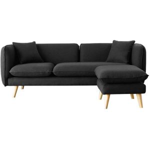 Concept-usine - 3-Sitzer-Sofa und 1 Polsterhocker aus Stoff, anthrazitgrau isko