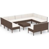 Vidaxl - 12-tlg. Garten-Lounge-Set mit Auflagen Poly Rattan Braun