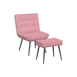 Relaxsessel mit Hocker Rosa Samt Vidaxl