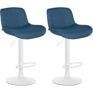 2er Set Barhocker Solon Weiß blau Stoff