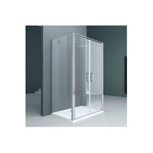 Doporro - Duschkabine U-Form Ravenna66UK 90x90x90cm Duschabtrennung zwei Drehtüren inkl. 4cm flacher Duschtasse in Weiß ESG-Sicherheitsglas Klarglas