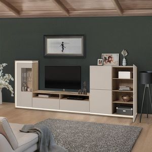Wohnwand Eiche und kaschmir DRACHTEN-83 modern 3-teilig