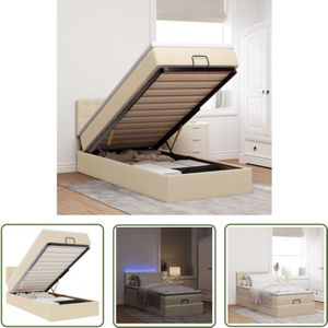 VidaXL Ottomane Bett mit Matratze & LEDs Creme 90x200 cm Stoff