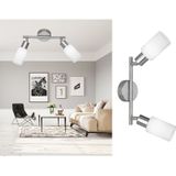 Reality Leuchten - led Deckenstrahler 2 flammig Silber Opal Glasschirme weiß, 25cm breit