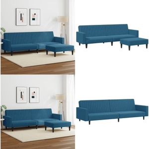 Vidaxl - 2-tlg. Sofagarnitur Blau Samt - Schlafsofa - Samtsofa - Couch - Sessel - Wohnzimmermöbel - Home & Living