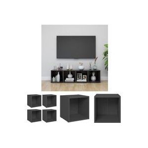 TV-Schränke 4 Stk. Grau 37x35x37 cm Holzwerkstoff - tv Schrank - Holzwerkstoff Möbel - Grauer tv Schrank - Wohnzimmer Dekoration - Regal Für