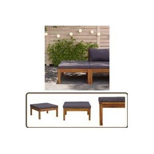 Fußhocker mit Dunkelgrauem Kissen Akazie Massivholz - Holzfußhocker - Gartenstuhl - Lounge Set - Outdoor Furniture - Akzidenzholzmöbel